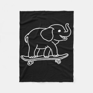 Schets van een skateboardende olifant lijntekening fleece deken