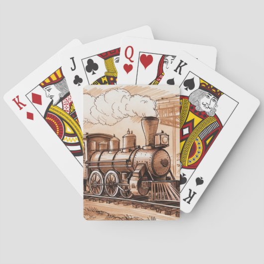 Schets van een stoomtrein uit het verleden pokerkaarten (Achterkant)