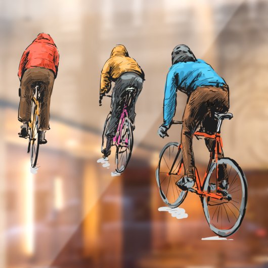 Schets van fietsers die vaste versnellingsbakken u raamsticker (Vel 2)
