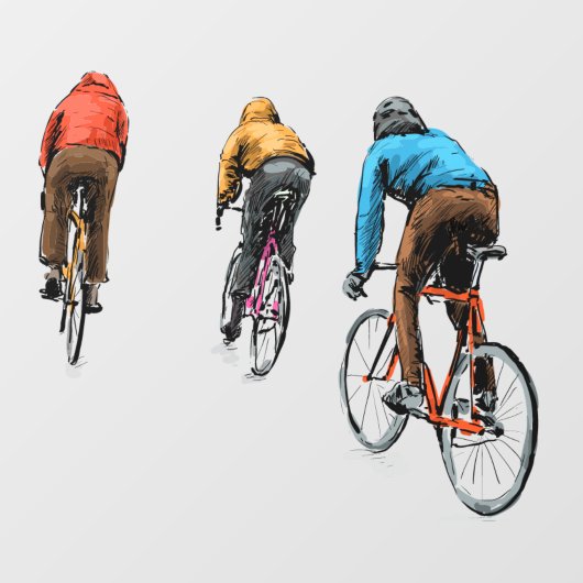 Schets van fietsers die vaste versnellingsbakken u raamsticker (Vel)