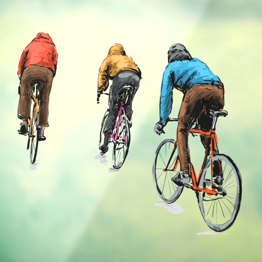 Schets van fietsers die vaste versnellingsbakken u raamsticker (Vel 3)