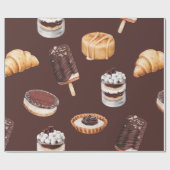 schets van heerlijke mooie desserts en pastr cadeaupapier (Vlak)