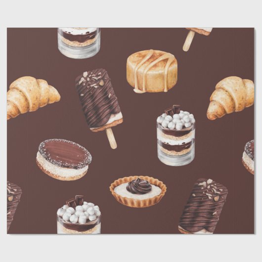 schets van heerlijke mooie desserts en pastr cadeaupapier (Vlak)