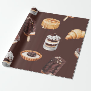 schets van heerlijke mooie desserts en pastr cadeaupapier