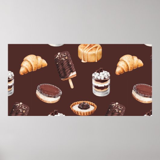schets van heerlijke mooie desserts en pastr poster (Voorkant)
