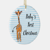 Schets van het giraf, safari, blauwe strepen keramisch ornament (Rechts)