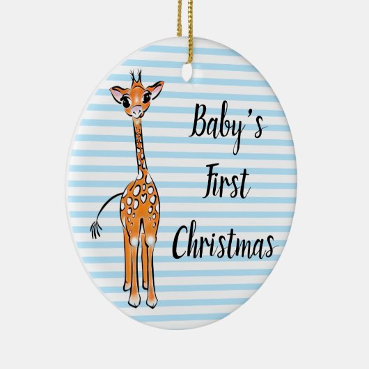 Schets van het giraf, safari, blauwe strepen keramisch ornament (Rechts)