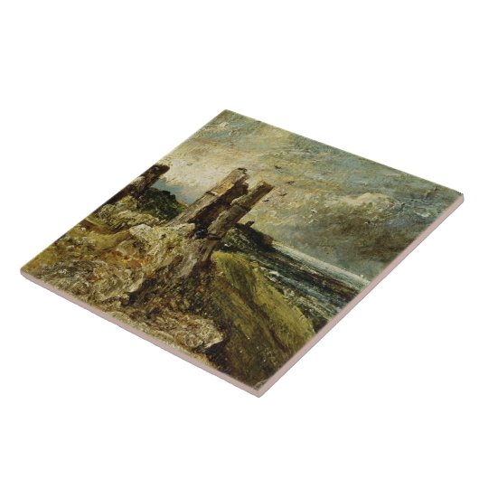 Schets van het kasteel van Hadleigh (recto) (olie  Tegeltje (Zijkant)