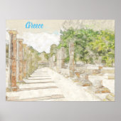 Schets van het oude Olympia Ruins Poster — Grieken (Voorkant)