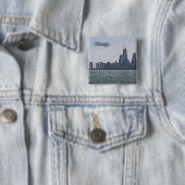 Schets van het prachtige silhouet van Chicago Vierkante Button 5,1 Cm (In situ)