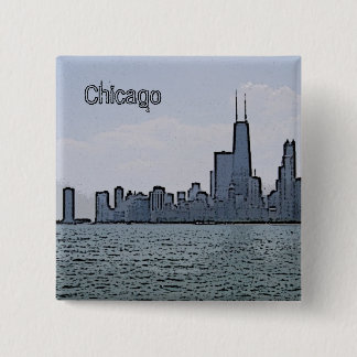 Schets van het prachtige silhouet van Chicago Vierkante Button 5,1 Cm