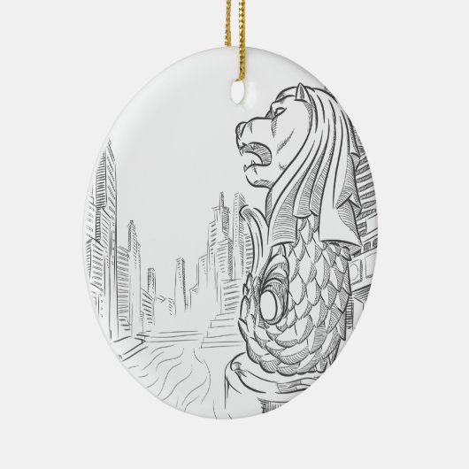 Schets van het Singapore Toerisme Landmark - Merli Keramisch Ornament (Rechts)