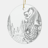 Schets van het Singapore Toerisme Landmark - Merli Keramisch Ornament (Links)