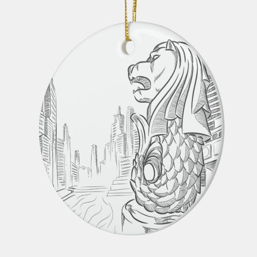 Schets van het Singapore Toerisme Landmark - Merli Keramisch Ornament (Links)