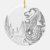 Schets van het Singapore Toerisme Landmark - Merli Keramisch Ornament (Achterkant)