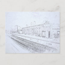Schets van het treinstation van Todmorden, vintage