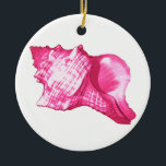 Schets van het zakje - fuchsia roze en wit keramisch ornament<br><div class="desc">Digitale uitlevering van een conch shell - schaduwen van fuchsie en lichtroze met wit</div>