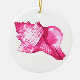 Schets van het zakje - fuchsia roze en wit keramisch ornament