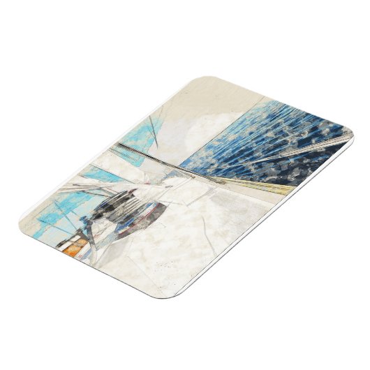 Schets van het zeilschip dat door het zee surft magneet (Linkerzijde)