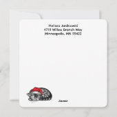 Schets van Kitten Onder Kerstboom Ornamenten Feestdagenkaart (Achterkant)