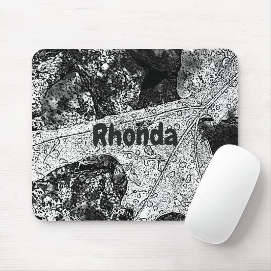 Schets van Leaf in Zwart-Wit Muismat (Met muis)