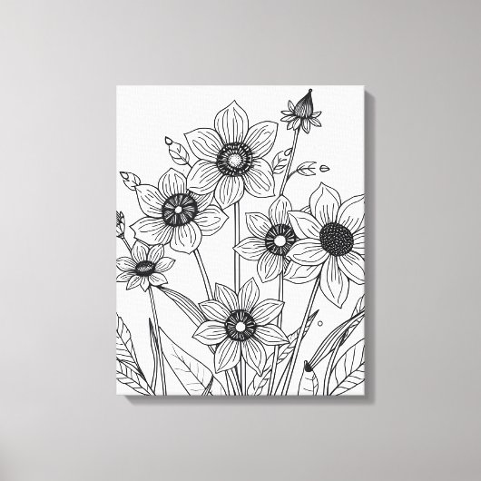 schets van lentebloemen canvas afdruk (Voorkant)