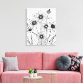 schets van lentebloemen canvas afdruk (Insitu (Woonkamer))
