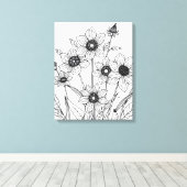 schets van lentebloemen canvas afdruk (Insitu (Houten vloer))