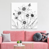 schets van lentebloemen canvas afdruk (Insitu (Woonkamer))