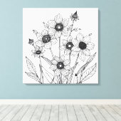 schets van lentebloemen canvas afdruk (Insitu (Houten vloer))