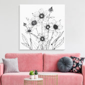 schets van lentebloemen canvas afdruk (Insitu (Woonkamer))