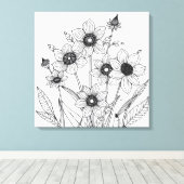 schets van lentebloemen canvas afdruk (Insitu (Houten vloer))