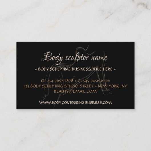 Schets van lichaamssculpende contouren visitekaartje (Achterkant)