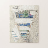 Schets van lopen op traditionele griekse straten legpuzzel (Verticaal)