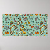 Schets van muziekinstrumenten, naadloos patroon poster (Voorkant)