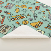 Schets van muziekinstrumenten, naadloos patroon sherpa deken (3/4)