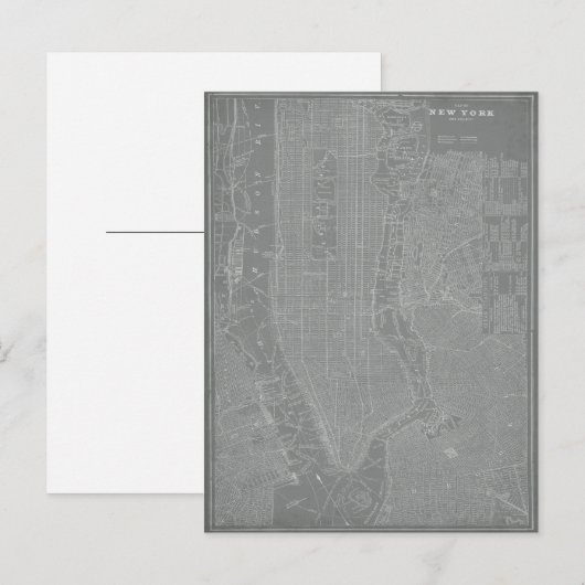 Schets van New York City Map Briefkaart (Voorkant / Achterkant)
