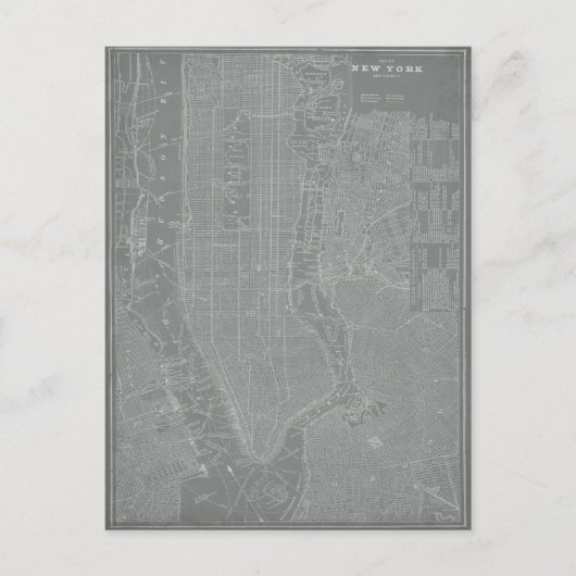 Schets van New York City Map Briefkaart (Voorkant)