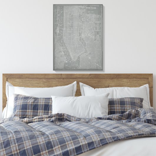 Schets van New York City Map Canvas Afdruk (Insitu (Slaapkamer))