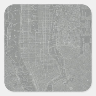 Schets van New York City Map Vierkante Sticker