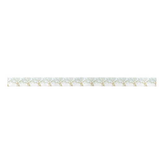 Schets van Olijfboom Satin Ribbon – Elegante Olijf Satijnen Lint (Voorkant)