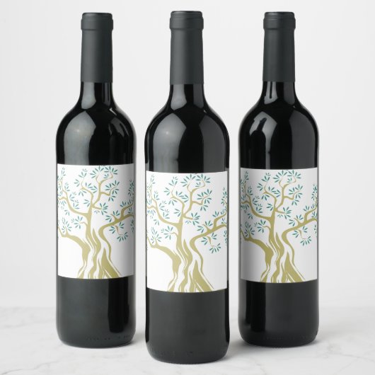 Schets van Olive Tree Wine Label - Rustiek ontwerp Wijn Etiket (Flessen)