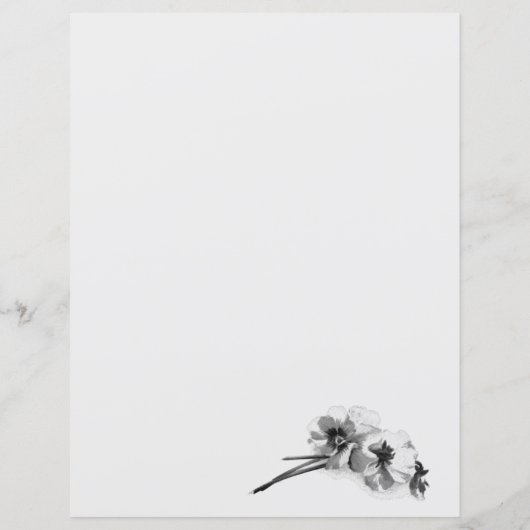 schets van Pansies met papier voor het schrijven (Achterkant)