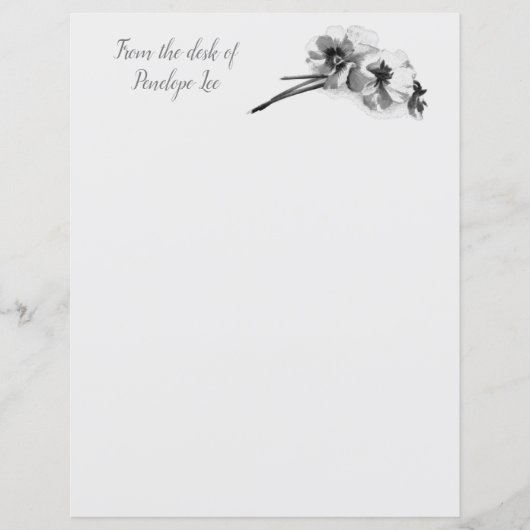 schets van Pansies met papier voor het schrijven (Voorkant)