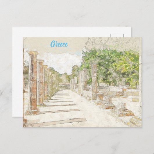 Schets van puinhopen in het Oude Olympia, Elis, Gr Briefkaart (Voorkant / Achterkant)