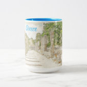 Schets van puinhopen in het Oude Olympia, Elis, Gr Tweekleurige Koffiemok (Center)