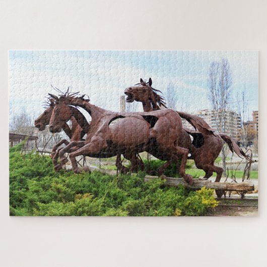 Schets van rijpaarden legpuzzel (Horizontaal)