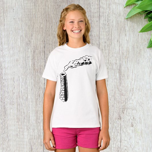 Schets van rookpij vervuiling in monochroom t-shirt