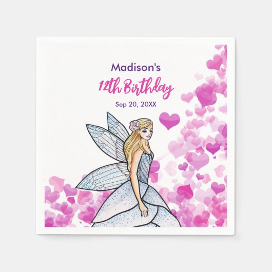 Schets van Roze Hartjes Sieraadprinses Mode Servet (Voorkant)