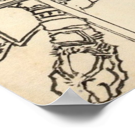 Schets van samurai-strijder Kato Kiyomasa, Hokusai Poster (Hoek)